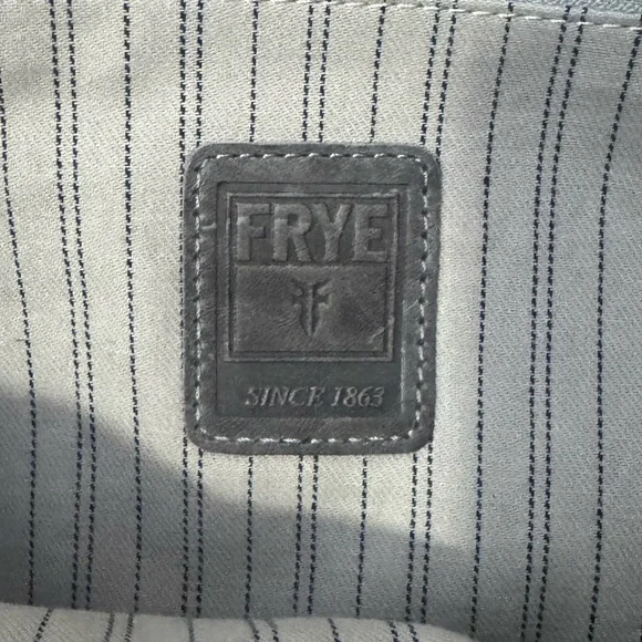 Frye Melissa Dome Satchel Gray Leather Crossbody Handbag - Picture 8 of 14